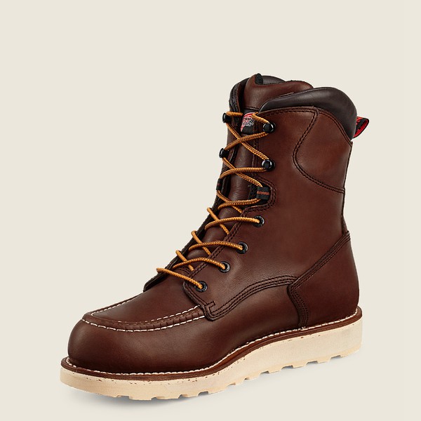 Red Wing Safety Boots Mens Dark Brown - Traction Tred - 8-inch Waterproof Toe - 8105946-OL